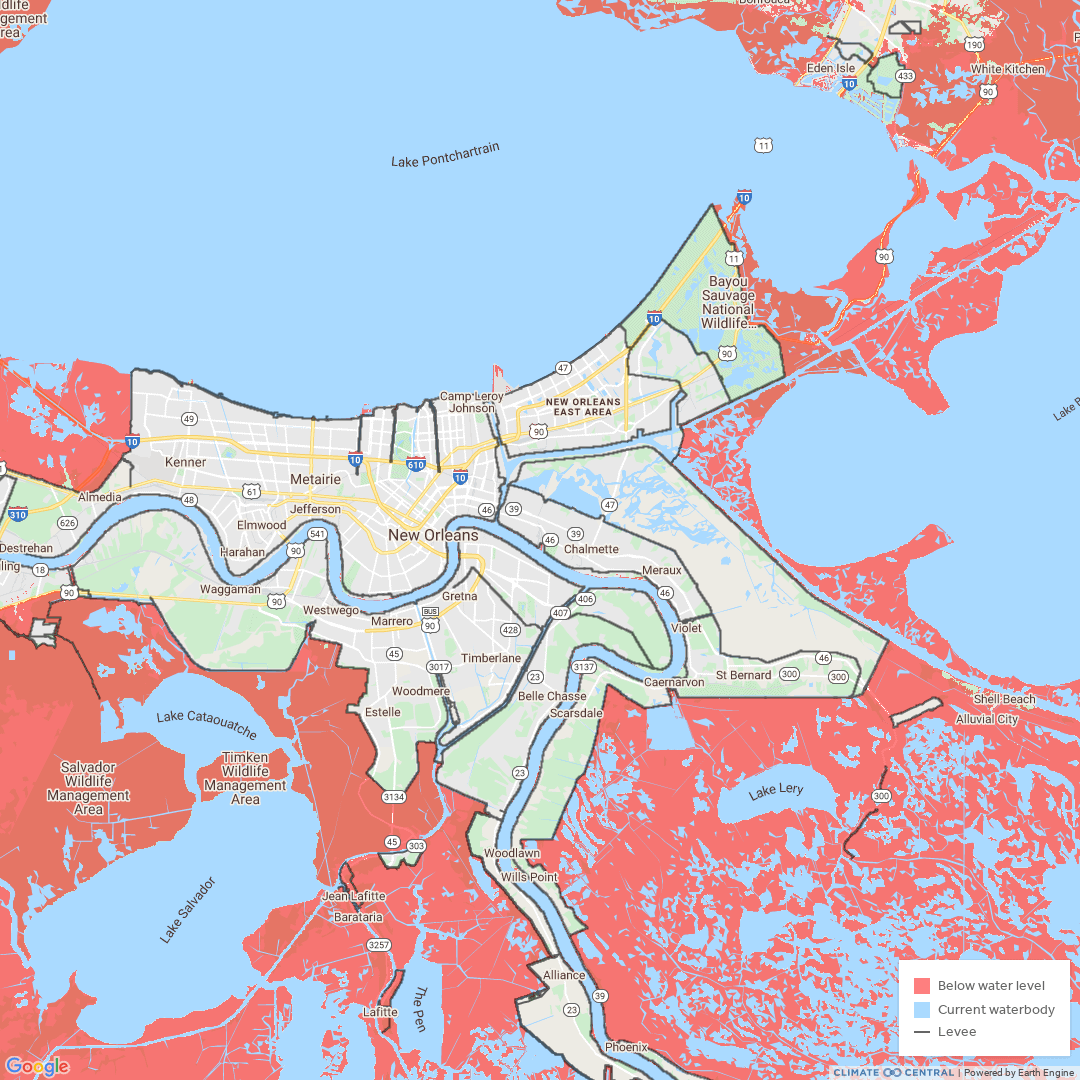 Coastal Risk Screening Tool Land projected to be below annual flood level